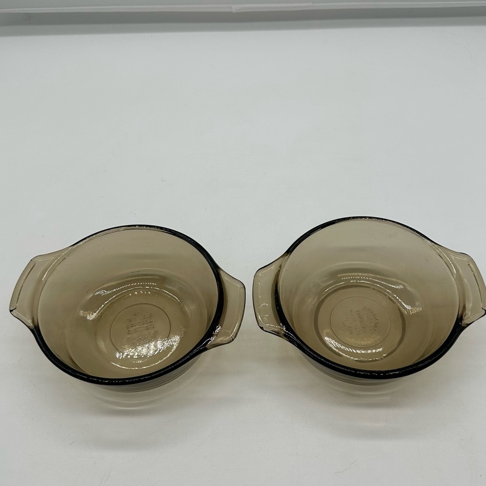 Set of 2 Lovenware Individual Casserole Dishes 12 OZ 1072 Amber Bowls No Lid